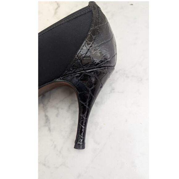 Donald J Pliner black croc embossed strappy open toe high heels pumps size 7.5 - Picture 9 of 12